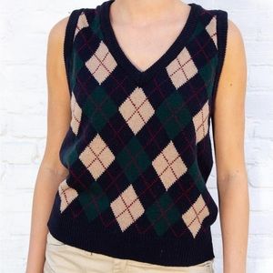 Brandy Melville Peyton Wool Sweater Vest Argyle